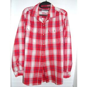 Vintage Mervyn's Women's shirt Size XL Plaid button-up Red Blue For Her top
